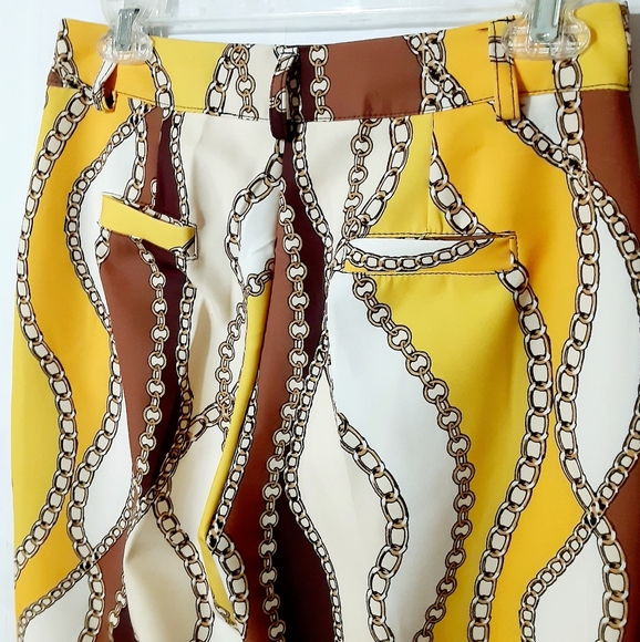 CHAIN Print Multicolored Ankle Pants NWT - Picture 2 of 12
